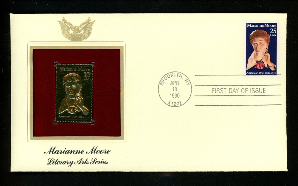 US FDC #2449 PCS / Gold Foil 1990 Brooklyn NY Marianne Moore Literature
