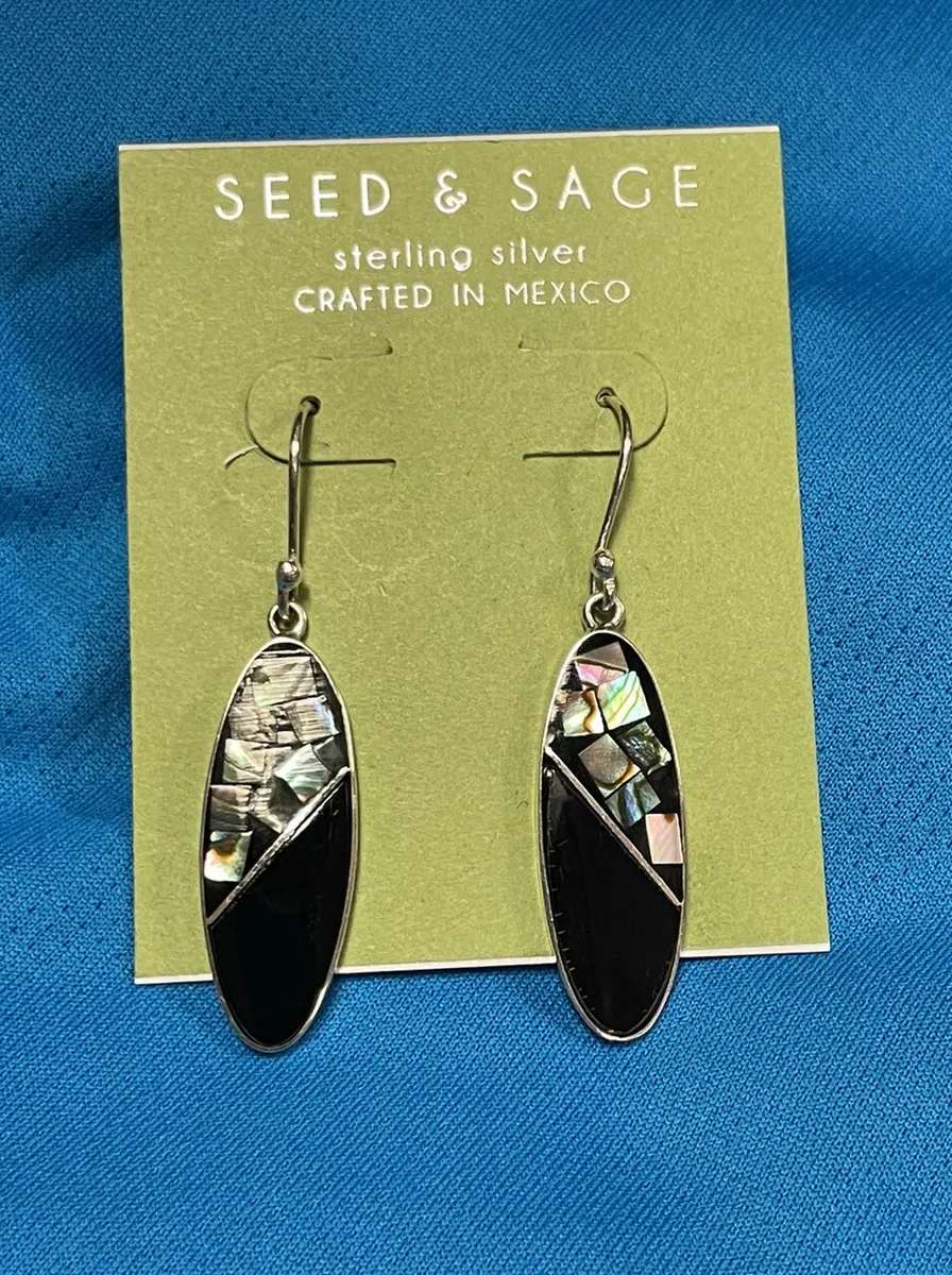 Seed & Sage Sterling Silver 925 Drops Earrings Mexico Brand New Onyx  Shimmer | eBay
