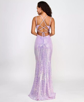 B DARLIN Juniors' Sequin Gown Lilac, Iridescent Size 9/10 $159 | eBay