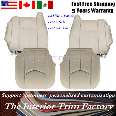 Pair Of Genuine Leather Bottom Seat Covers For 2003-2006 Cadillac Escalade - Front, Tan (Shale) 3 thumbnail image