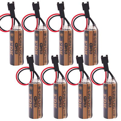 8x FUJI FDK CR8.LHC 17450 3V Battery for Toto Flush Valve PLC backup power +Plug