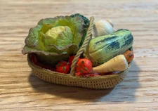 Dollhouse Miniature Vegetable Basket by Falcon Miniatures
