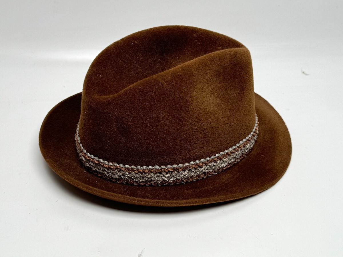 Vintage 50s/60s DOBBS Long RABBIT FUR FELT HOMBURG Brim HAT Sz 7