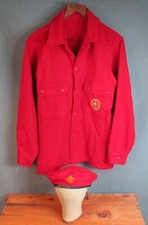 Vintage 1950s Boy Scouts Official Wool Camp Jacket Bakelite Buttons w/ Beret Cap