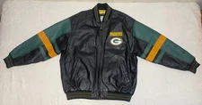 Vintage G-III & Carl Banks Green Bay Packers Black Leather Jacket SIZE Big XL