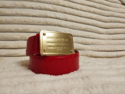 Dolce & Gabbana Dg Logo Leather Belt, Red Dolce & Gabbana Red Viscose Silver DG Logo Metal Buckle Belt  main image 4
