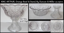 EAPG Duncan & Miller RARE King Arthur Orange Bowl & Stand c1900,Fruit Bowl 