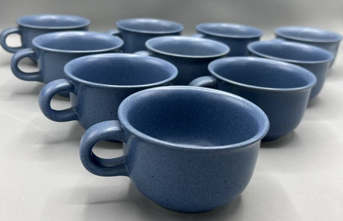 Set of 10 Vintage DANSK Mesa Blue RETIRED Stoneware Mugs SUPERB Condition