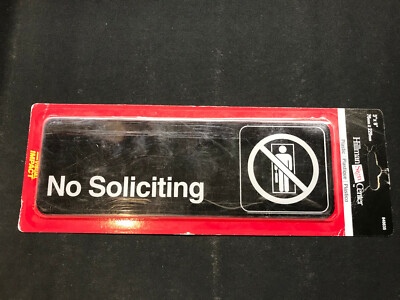 NO SOLICITING sign 3''x 9'' Self-Stick 848635 Visual Impact Brand NEW!