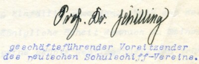 AUTOGRAPH - PROF. DR. CARL SCHILLING 1919