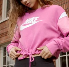 Nike Size XS S M L 90 Women's Sportswear Heritage Crop Crew Sweatshirt