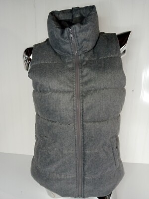 OLD NAVY Puffer Vest Womens Size XS Gray Solid Sleeveless Cold Warm Pockets Cute