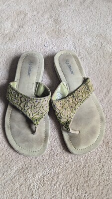 Lj Simone Green Women's Sandals Leather Upper Size 7