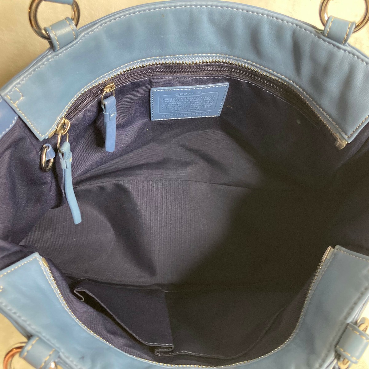 Coach F13759 Gallery Tote/Shoulder Bag Blue ZipTop Closure