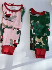 Lot of 2 Carter's Kid 2-Piece Christmas 100 Snug Fit Santa Cotton Pajamas 5T/5A