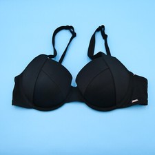 Victorias Secret Large Black Essential Ruffle Push Up Full Coverage Bikini Top