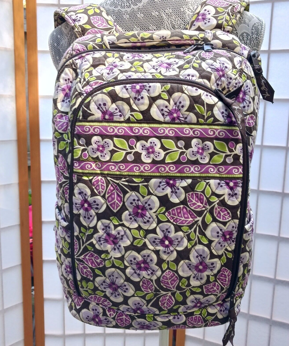 Vera Bradley Plum Petals Floral Quilted Padded Laptop Backpack Book bag