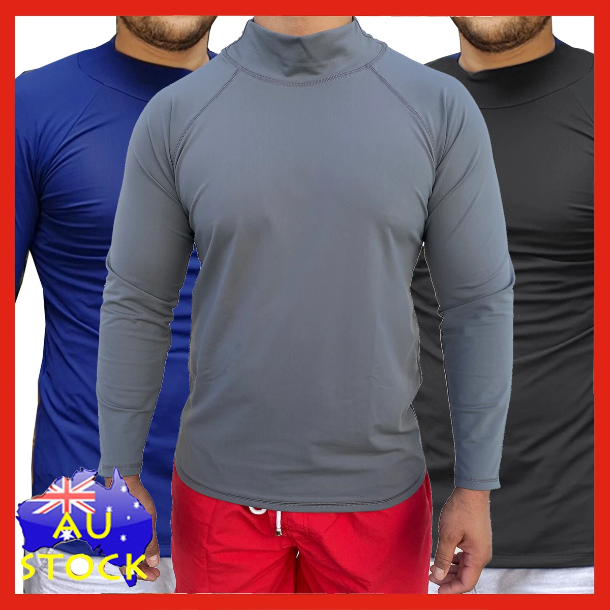 Mens Long Sleeve Plus Size Rash Guard Shirt Rashie 3XL 4XL 5XL 6XL 7X 8X/  LRPLRL