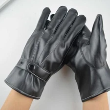 Leather Gloves Motorcycle Men Full Finger Touchscreen Driving Winter Warm USA