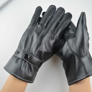 US Men's Winter Leather Gloves Full Finger Motorcycle Driving Warm Touch Screen