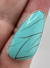 Vintage Sterling Silver 925 Large Turquoise Ring Size 8.75