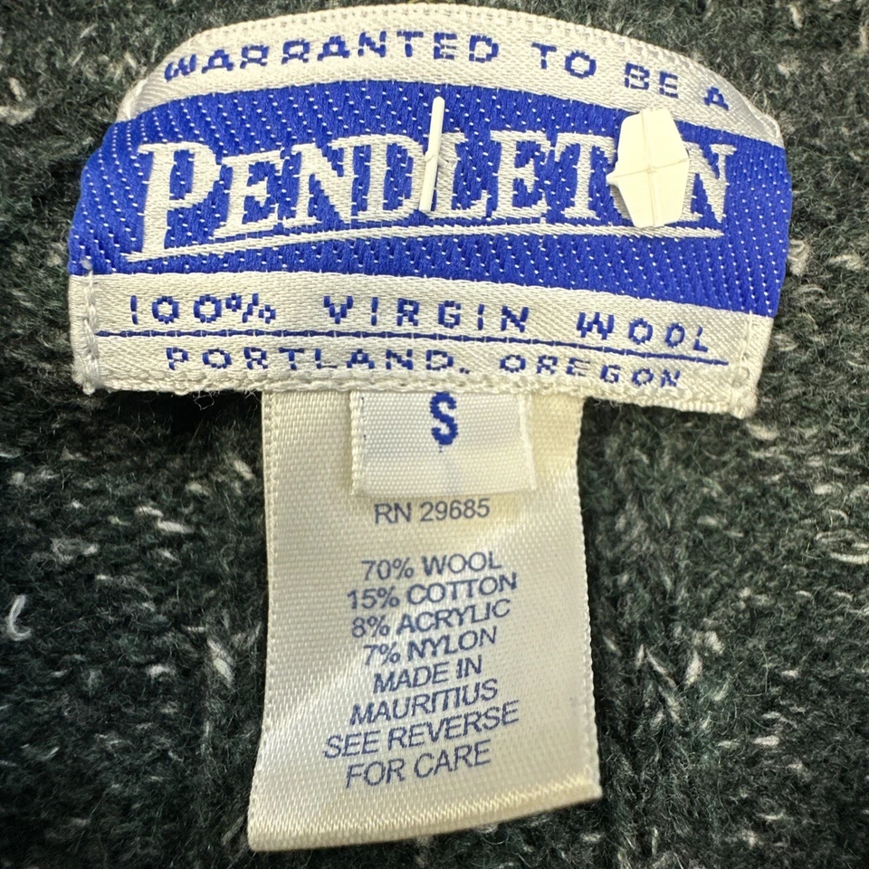 Suéter Pendleton Vintage Mujer Pequeño Cárdigan Verde Lana Virgen Damas Foto 4 de 4