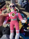 Vintage 1993 Mighty Morphin Power Ranger Pink Action Pal white helmet Plush 10"