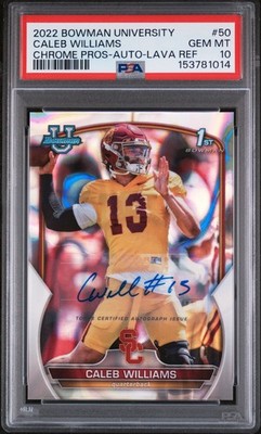 PSA 10 2022 BOWMAN UNIVERSITY CHROME PROSPECTS AUTO LAVA REF CALEB WILLIAMS /199