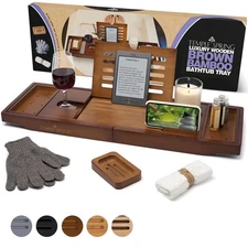 Wooden Bathtub Tray, Bathroom , Bath Tray for Tub, at Home Spa Essentials, Bo...