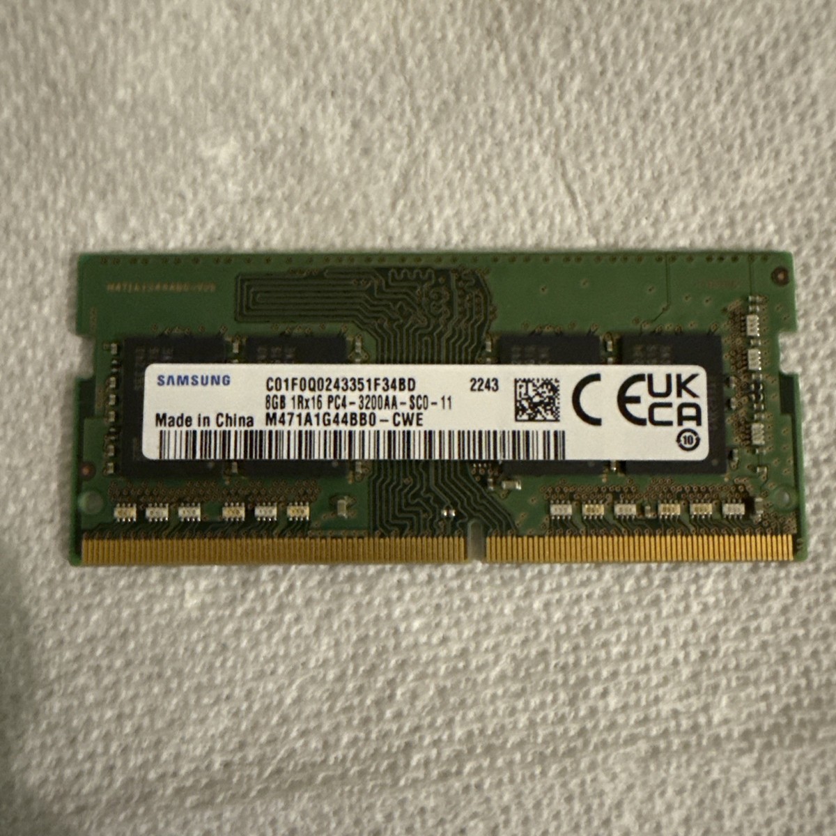 8GB Samsung DDR4 SODIMM 3200 1Rx16 PC4-3200AA-SCO-11 Laptop RAM