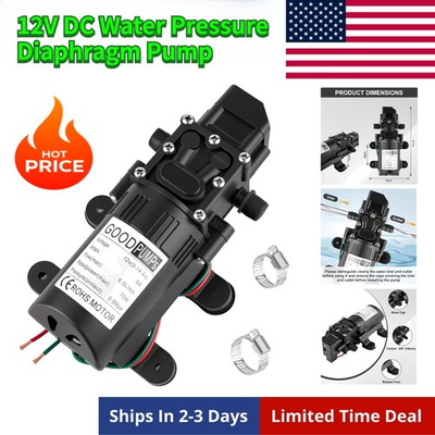 #ad 12V DC Water Pressure Diaphragm Pump 6 A Self Priming Sprayer Pump Black $14.69