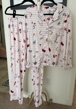 Kate Spade M Pink Striped Holiday Print Pajama Lounge Set