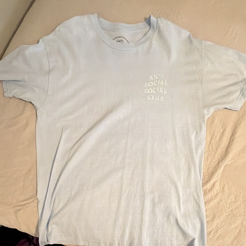 Anti Social Social Club Men’s Blue Graphic Logo Tee L Cotton Crew Neck SS
