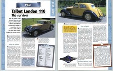 Talbot London 110 - 1930/1940 A Century Of Cars - Hachette Page