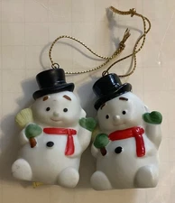 2 Vintage 1980s Homco Porcelain Snowman 2.25” tall