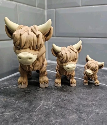 Cute Flexi Highland Cow Articulated fidget Toy Gift 3d Printed