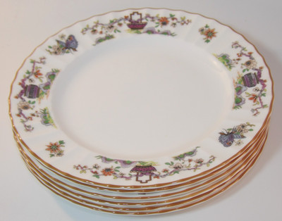 6 Royal Worcester 8 1/8'' Pekin Bone China geriffelte Seite Tee Kuchen Teller um 1970 Sehr guter Zustand