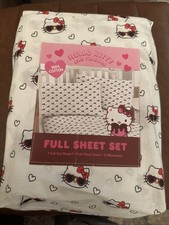 Hello Kitty 100 Cotton 4 Pc Full Sheet Set Sunglasses Hearts New authentic