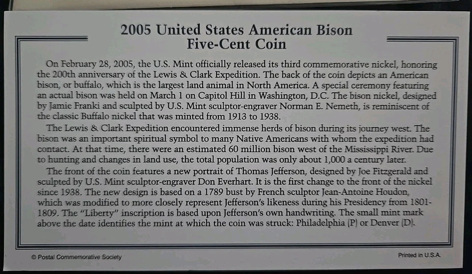 US Five Cent First Day Issue Set American Bison - Philadelphia & Denver Mint  - Image 4 of 4