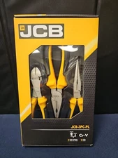 JCB 3 Piece Plier Set Combination Side wire Cutters Long Nose Pliers NEW