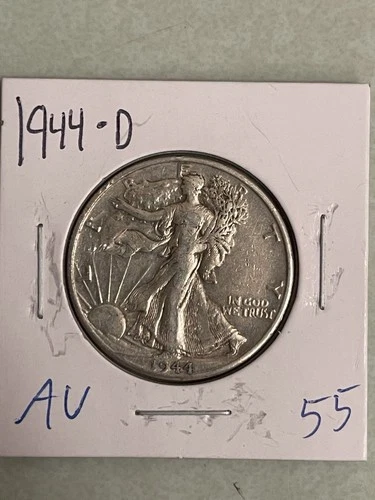 1944-D Walking Liberty Half Dollar, 90% Silver, AU Nicely Detailed