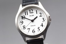 Vintage 1997 Exc 5 Seiko Alba V501-0ED0 Silver Round 35mm Quartz Men's Watch