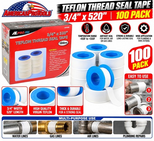 Teflon Tape, Industrial Sealant Tape, Threaded Pipe Tape, Plumbing Tape, 520x3/4