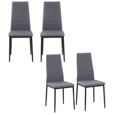 HOMCOM Set 4 Sedie Imbottite per Cucina o Soggiorno in Metallo e Tessuto Grigio