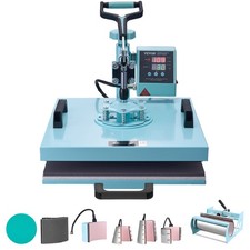 VEVOR Heat Press Machine 15x15 in 8 in 1 with 30oz Tumbler Press T-Shirts Green