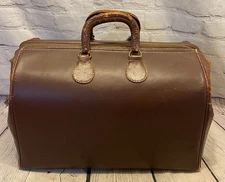 Vintage Doctor Physician Medical Bag Large Brown Leather House Call Pre-1950's