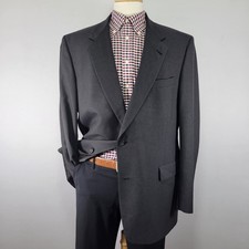 Hart Schaffner Marx Men's Sport Coat Blazer Two Button Charcoal Black Wool 46L