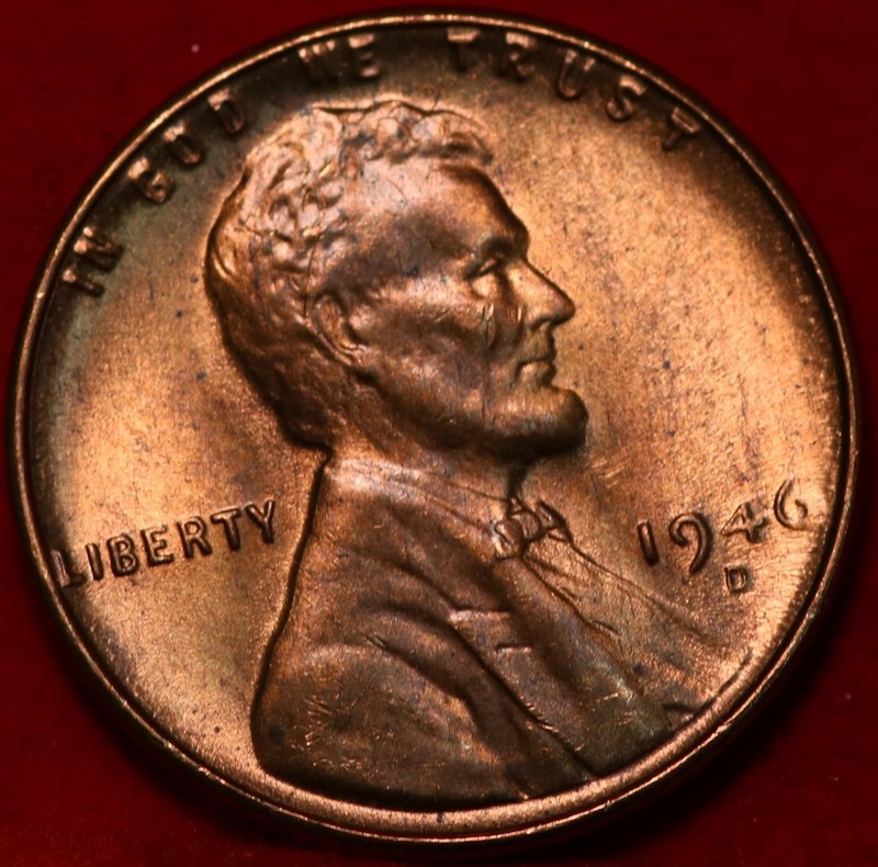 Uncirculated Red 1946-D Denver Mint Copper Lincoln Wheat Cent