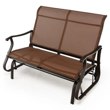 Patiojoy 2-Person Patio Swing Glider Bench Loveseat Rocking Chair High Back Deck