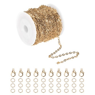 39ft Light Gold Chain for Jewelry Making with Jump Ring and Lobster Clasp-0.12in